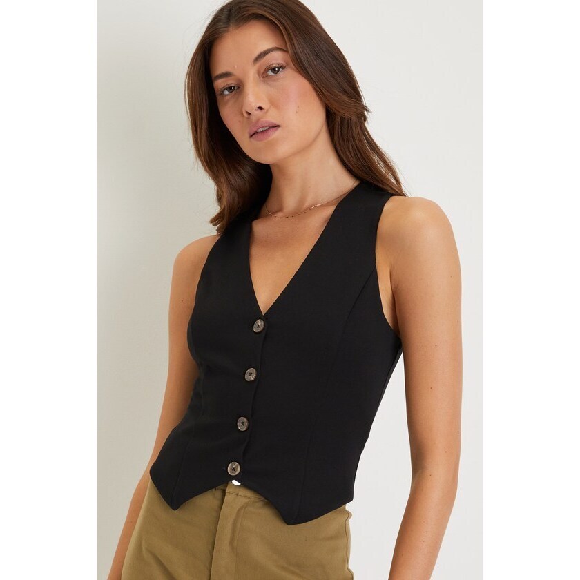 Lulus Elevated Impression Black Sleeveless Vest Top - Size M